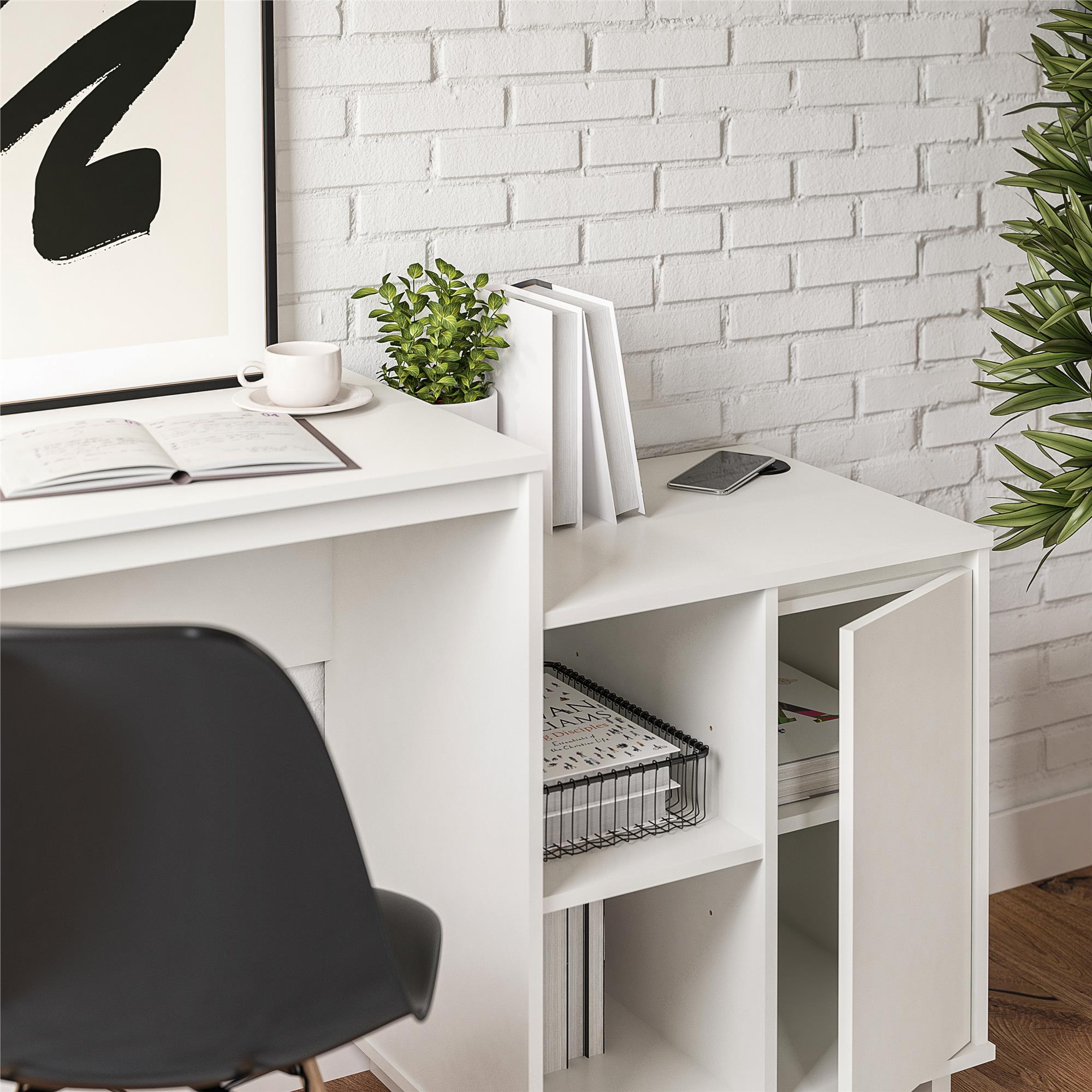 Ameriwood Home Renwick Computer Desk / Cabinet Combo with Wireless Charging Port, White - image 3 of 13