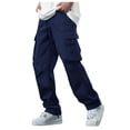 thumbnail image 2 of Cargo Pants for Men 2025 Elastic Waist Drawstring Straight Leg Running Sweatpants with Pockets Mens Trousers, 2 of 8