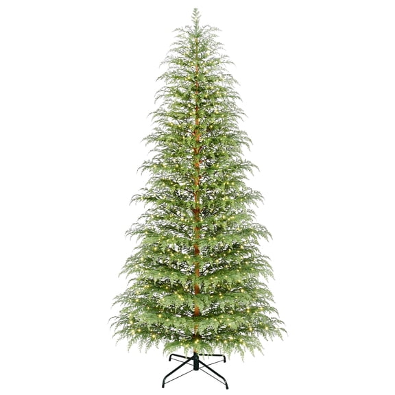 My Texas House 9' Pre-Lit Cypress Green Artificial Christmas Tree with 600 Warm White Twinkle LED Lights and Stand