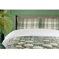 thumbnail image 2 of Ambesonne Sage Duvet Cover Set, Romantic Meadow Floral Tartan, Queen, Reseda Green Off White, 2 of 4
