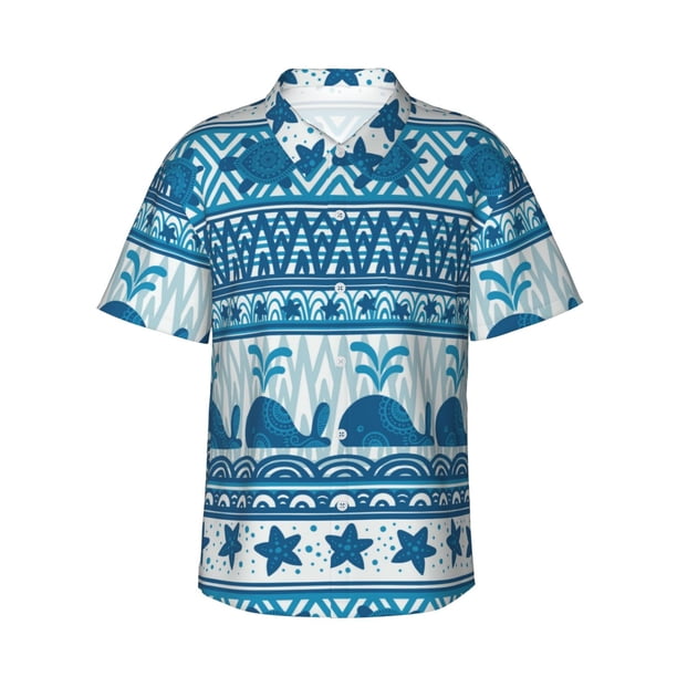 Balery Sea Underwater Animals Camisas hawaianas de manga corta para hombre, camisas playeras de corte holgado, camisas de vacaciones con botones,X-Large