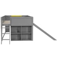 thumbnail image 6 of Harper & Bright Designs Full Size Low Loft Bed with Slide and Storage Shelves, Playhouse Wooden Low Loft Bed Frame with Door and Window, Gray, 6 of 13
