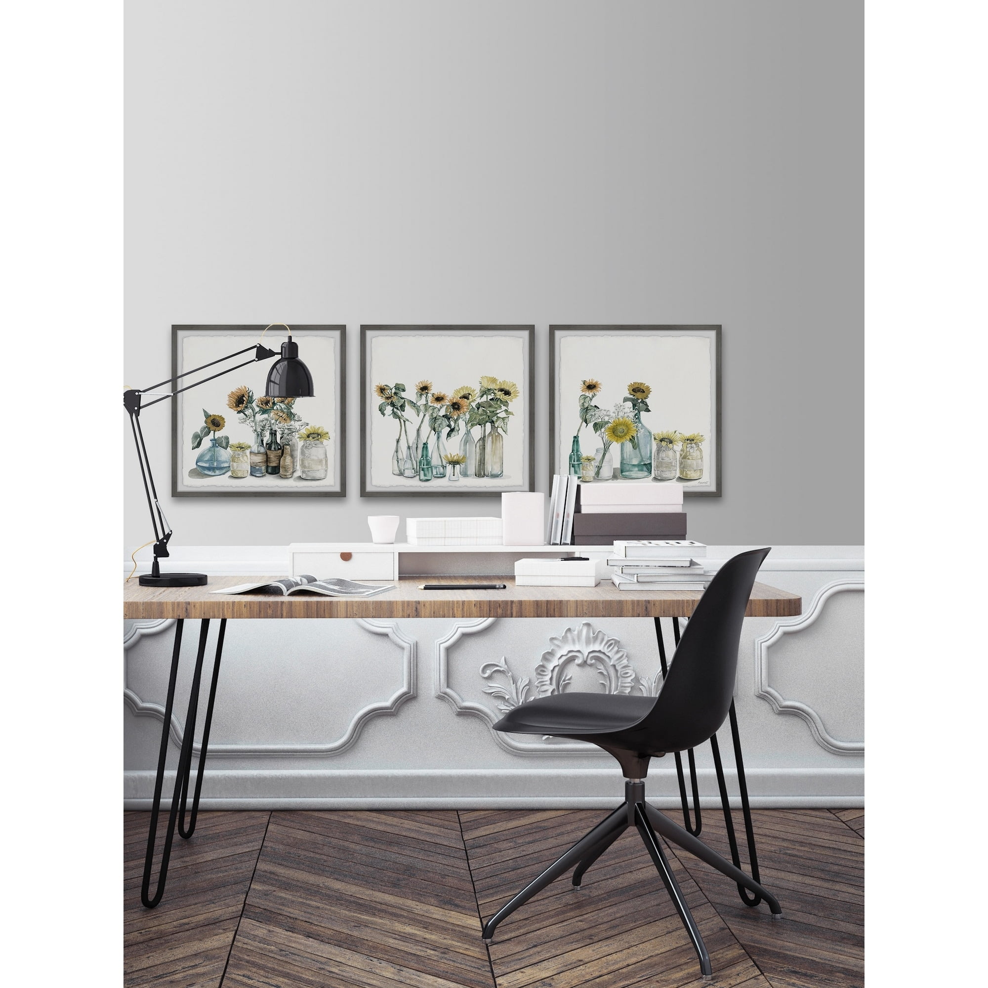 Sunflower Collection Triptych 24" x 24.00 in Framed Painting Art Prints, by Marmont Hill