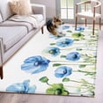 thumbnail image 3 of Blue Poppy Area&nbsp;Rug 2.7x5ft Watercolor Flowers Non-Slip&nbsp;Washable Square&nbsp;Rugs Soft Felt Indoor Floor Mat for Bedroom Kitchen Living Room Bathroom, 3 of 9