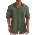 thumbnail image 1 of AherBiu Plus Size Mens Linen Shirts Long Sleeve Button down Lightweight Shirts Fall Solid Casual Beach Shirts, 1 of 5