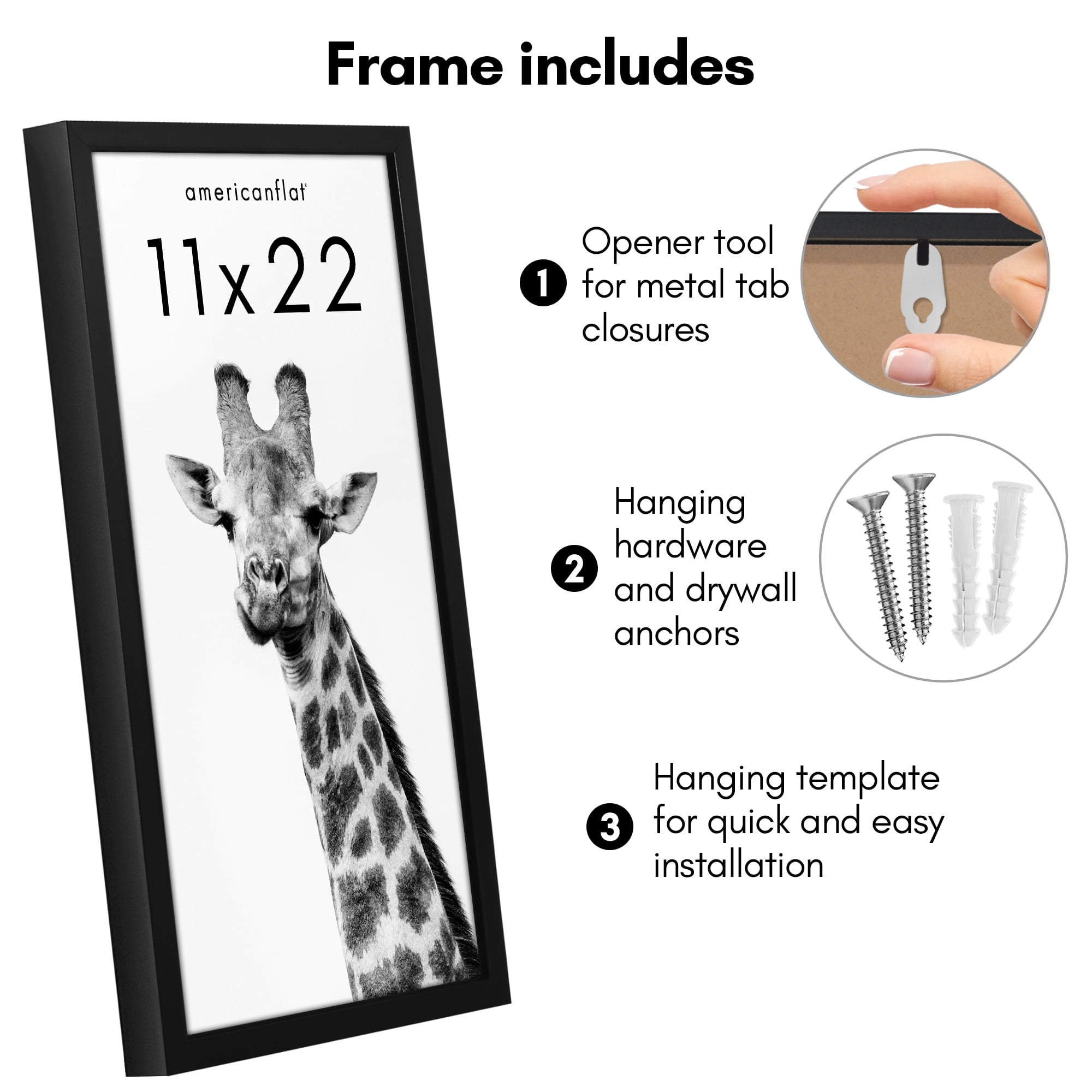 Americanflat 11x22 Picture Frame with Polished Plexiglass