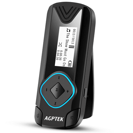 AGPTEK Clip MP3 Player Digital Music Player for Jogging Running Gym, Supports up to 128GB, Black