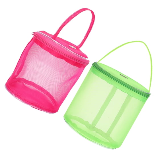 SEWCHICS 2-Pack Nylon Crochet Yarn Storage Bags, Breathable Rosy Mesh Holders for Crafting and Knitting Projects