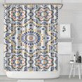 thumbnail image 2 of Extra Long Boho Shower Curtain 72x84 Inches - Vintage Floral & Tropical Leaves Pattern, Waterproof Bohemian Bathroom Decor with 12 Hooks, Tribal Rustic Style, 2 of 5