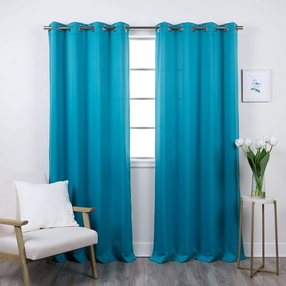 Aurora Home Oxford Outdoor Curtains- Grommet / Tie-Top Aqua 84"- Grom