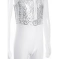 thumbnail image 7 of Doomiva Girls Sequins Metallic One Piece Full Body Tank Unitard Bodysuit Dance Gymnastics Leotard Jumpsuit Silver 14, 7 of 7