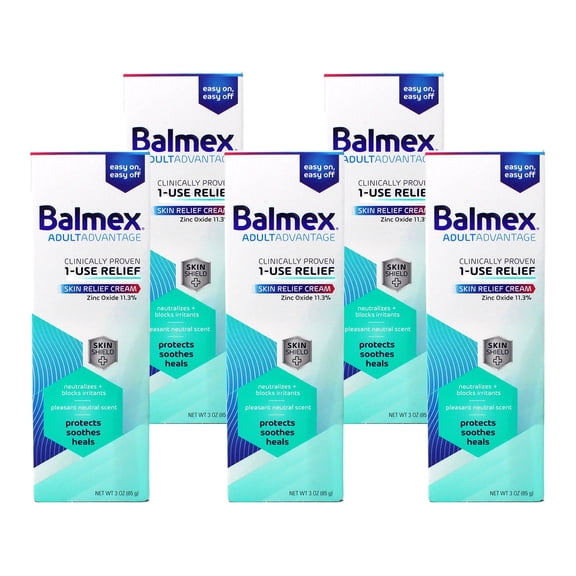 5 Pack - Balmex Adult Care Rash Cream 3oz Each