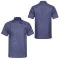 thumbnail image 7 of Aiihoo Mens Short Sleeve Chef Coat Kitchen Cook Jacket Canteen Bakery Chef Shirts Blue XL, 7 of 7