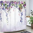 thumbnail image 5 of JOOCAR Purple Floral Lavender Flower Shower Curtain Polyester with Hooks Waterproof Washable 72x72 inch, 5 of 7