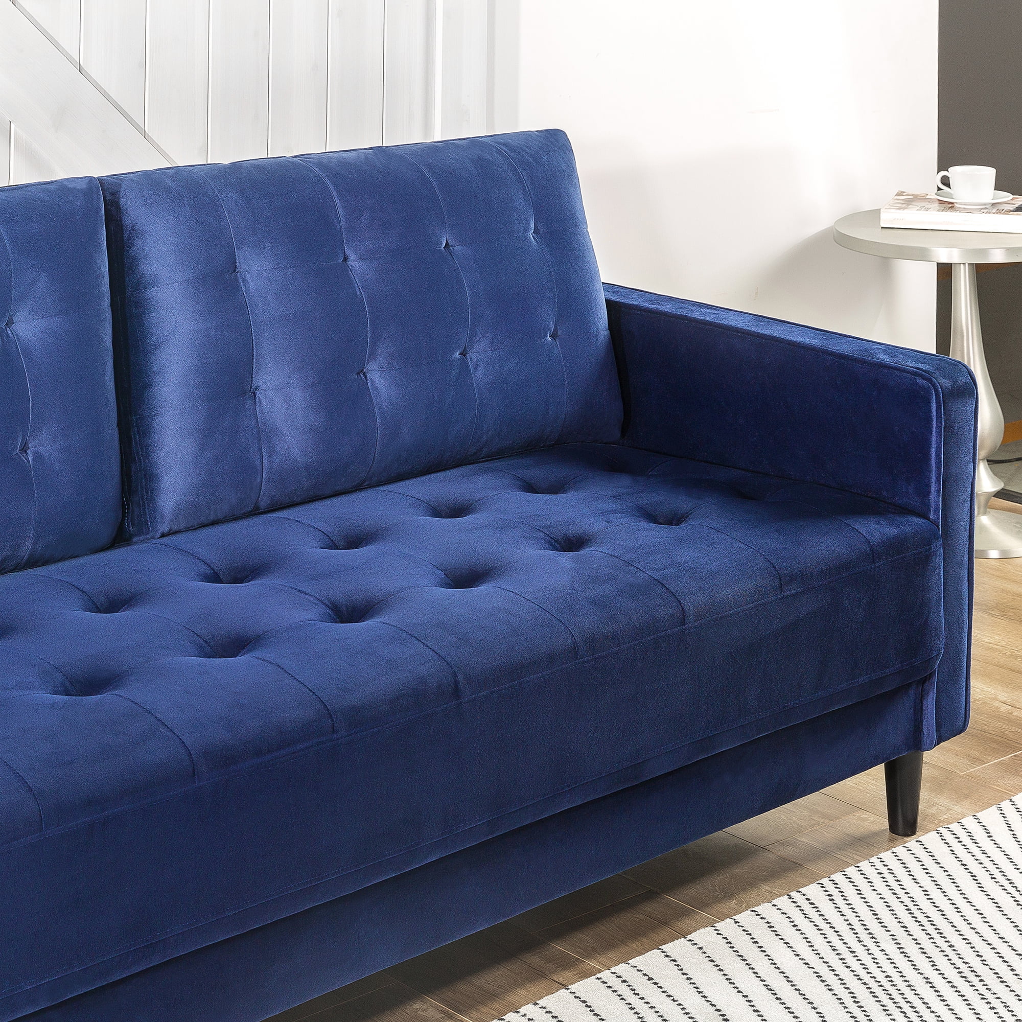 Ember Interiors Benton Sofa Couch, Navy Velvet