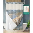 thumbnail image 2 of No Hook Shower Curtains with Snap in Liner, Coastal Conch Waterproof Fabric Shower Curtain, Summer Beach Nautical Ocean Brown Double Layers & See-Through Top Window Bathroom Curtains 54''x78'', 2 of 6