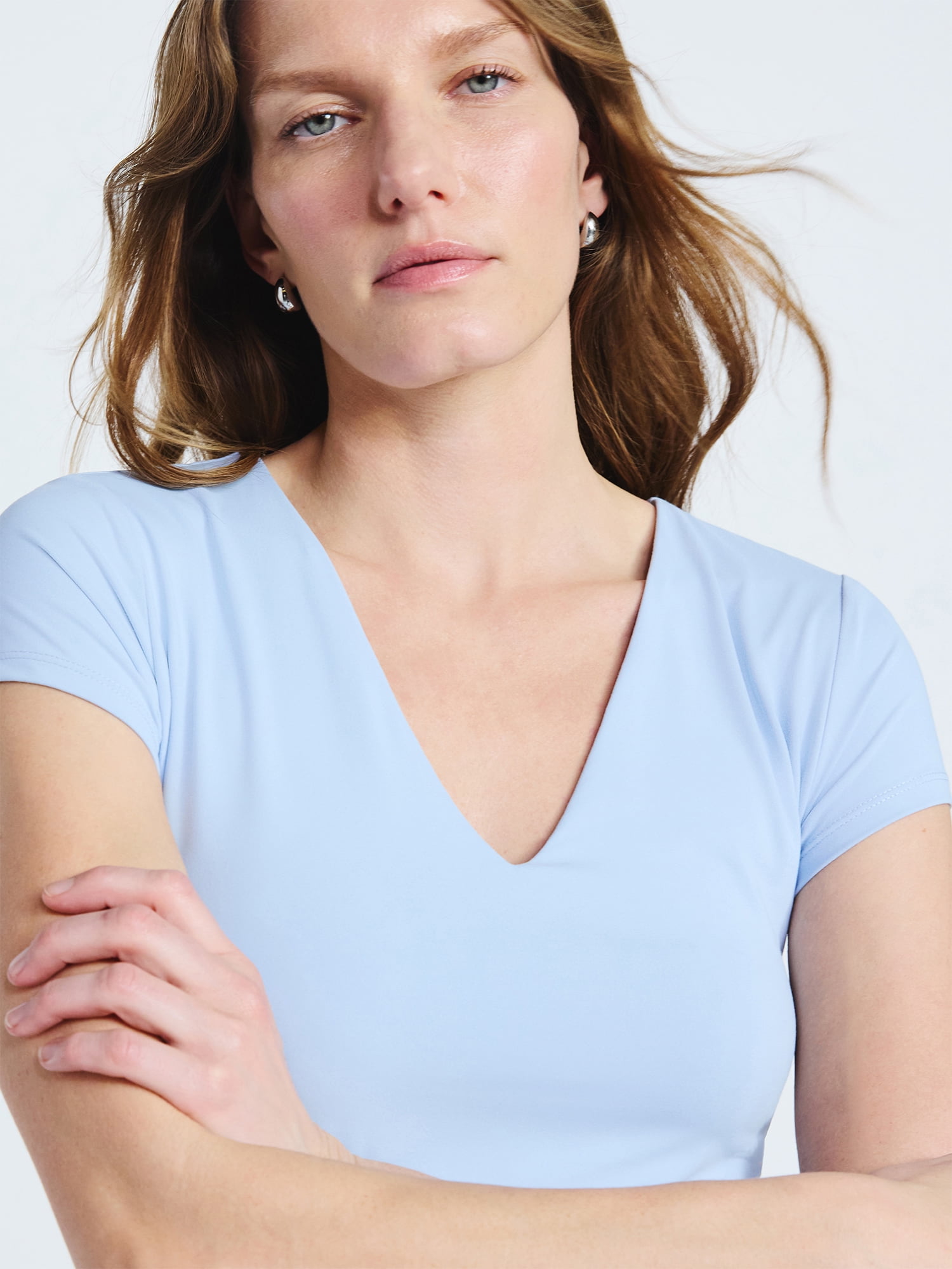 Scoop Women's and Women's Plus Refined Contour V Neck Tee, Sizes XS-4X