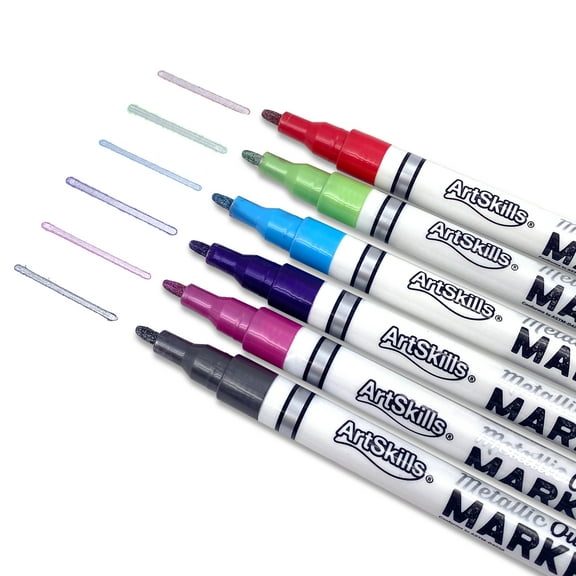 ArtSkills Metallic Markers with Color Outline, Permanent Metallic Outline Shimmer Markers, 6 pc