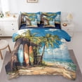 thumbnail image 1 of Erosebridal Palm Tree Surfboard Bed In A Bag Full Size,Seaside Lodge Bed Set,Ocean Theme Decor,Reversible,Breathable,7-Piece, 1 of 1