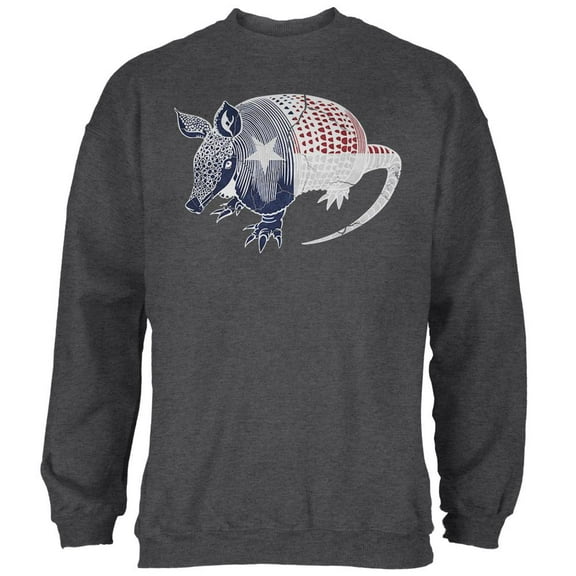 Armadillo Texas State Flag Distressed Silhouette Mens Sweatshirt Deep Heather LG