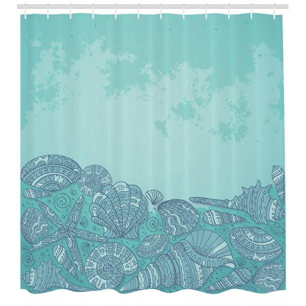 Nautical Shower Curtain Marine Beauty Shell With Seahorse Starfish Oysters Ocean Sea Tropical Image Fabric Bathroom Set With Hooks 69w X 70l Inches Turquoise Teal By Ambesonne Walmart Com Walmart Com