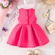 thumbnail image 4 of Vestido de cuello redondo sin mangas, bonito vestido de princesa para niña de primavera y verano, falda sin mangas con flores tridimensionales, vestido de poliéster para niños., 4 of 7