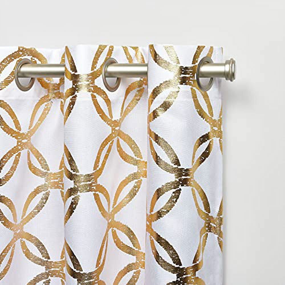 Exclusive Home Modo Metallic Geometric Grommet Top Curtain Panel Pair, 54"x84", Winter Gold