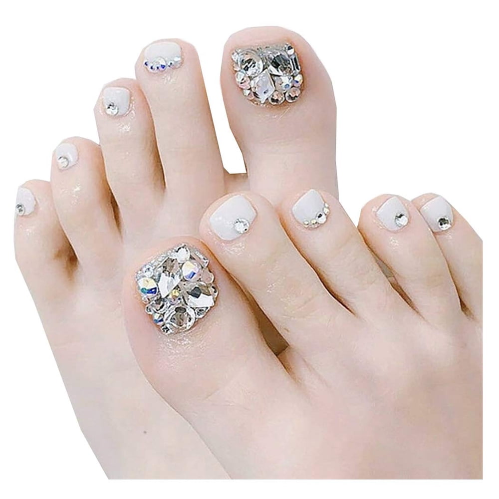 Silver Glitter Toe Nails