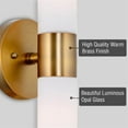 thumbnail image 2 of Kira Home Duo 14" Modern Wall Sconce with Frosted Glass Cylinder Shades, Linear 2-Light Wall Light, Warm Brass Finish, 2 of 8