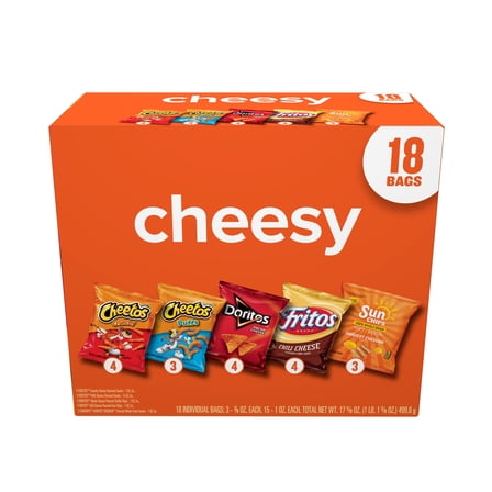 Frito-Lay Cheesy Snack Chips Variety pack, 18 Count Multipack Box