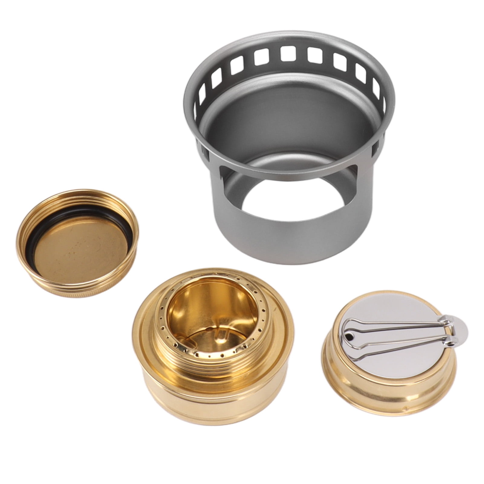Mini Alcohol Backpacking Stove – Brass Burner With Aluminum Stand, Lightweight For Camping & Hiking (Blue)