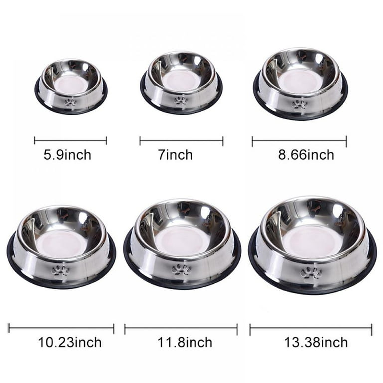 Podinor Stainless Steel Dog Bowls, Food and Water Non Slip Anti Skid Stackable Pet Puppy Dishes for Small, Medium and Large Dogs (2 Pack)