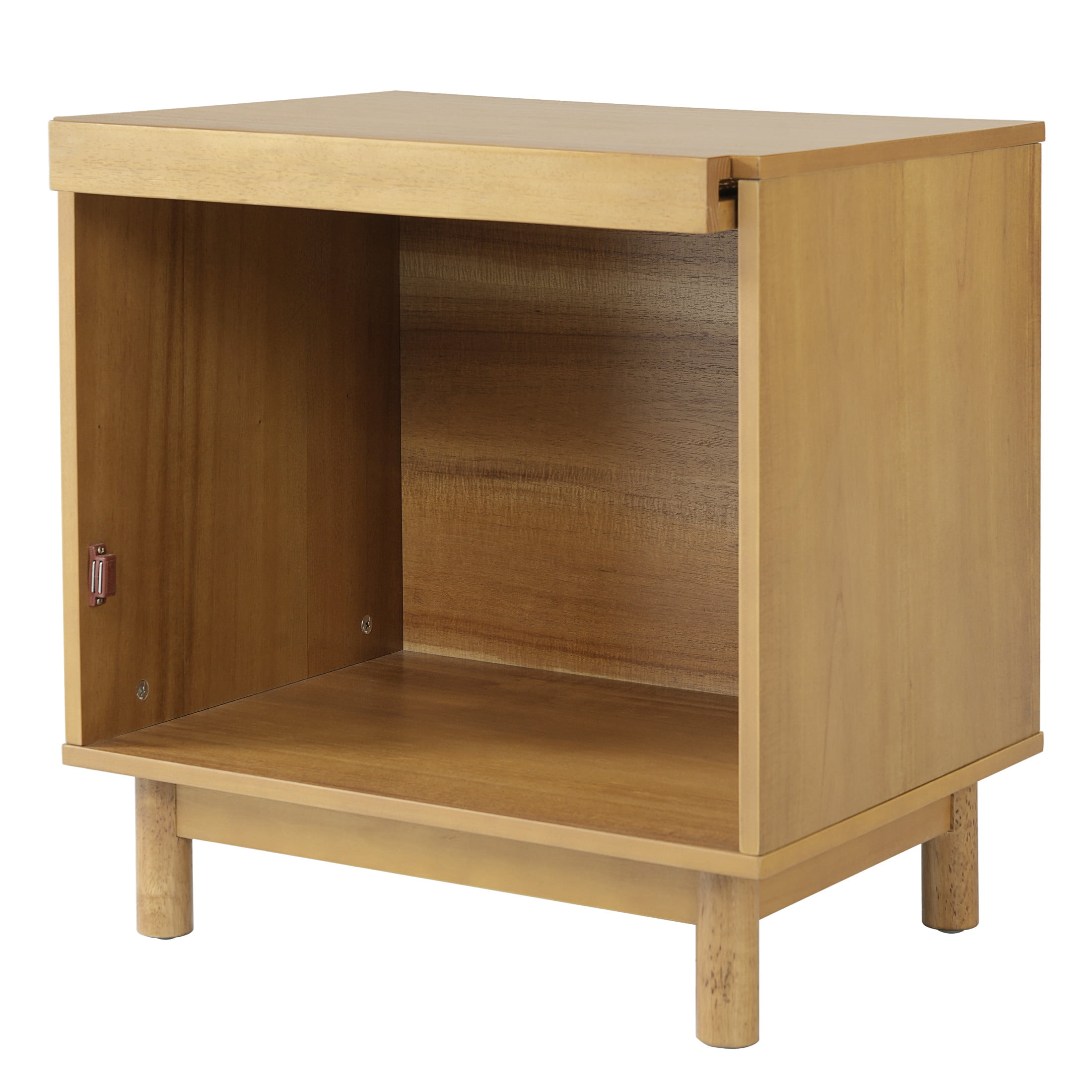 Christopher Knight Home Bohemian Wood Nightstand, Bedside Table with Lift-Up Rattan Door, Natural