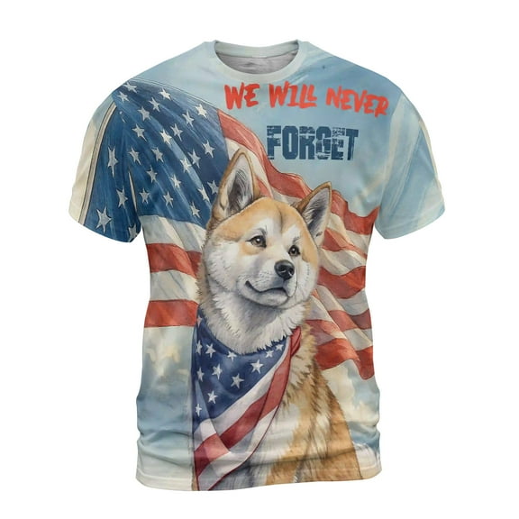 Patriot Akita We Will Never Forget Patriotic Remembrance Day All Over Print 3D Shirt Unisex Merch Inu Dog Lover - 12014