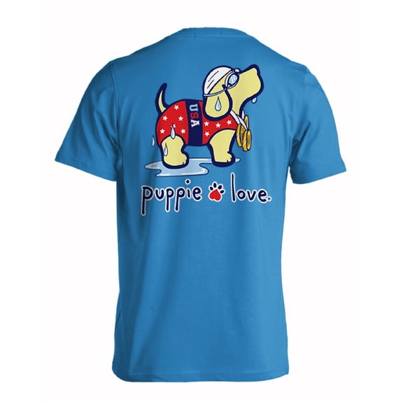 Puppie Love Dog USA Swimmer Swimming Sleeve T-Shirt