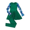 thumbnail image 3 of CHICTRY Girls 2Pcs Swimsuit Rash Guard Set Long Sleeve Floral Print Swim Dress with Long Pants Bathing Suit Dark Green 8, 3 of 7