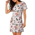 thumbnail image 2 of Rateoe Rose Flowers Print Women’s Nightdress – Cozy Cotton Short-sleeved Sleep Shirt, Loose-Fit Sleepwear, Perfect for Relaxing and Sleeping, 2 of 6