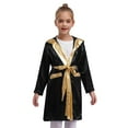 thumbnail image 2 of TiaoBug Kids Boys Boxing Robe Metallic Hooded Boxing Tops Cloak Boxer Long Sleeve Open Front Hooded Cloak with Belt Set Black 10, 2 of 7