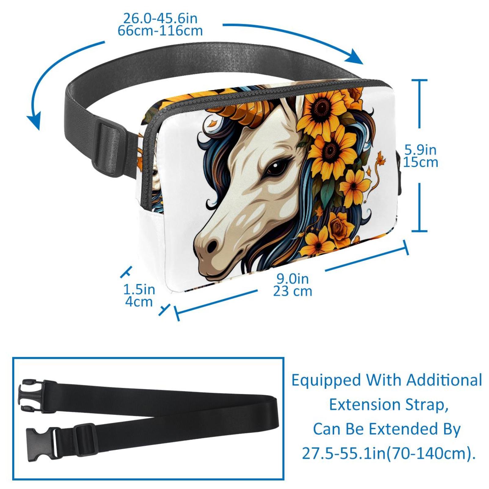 Unicorn skeleton Waist Pack Fanny Pack Running Belt Lightweight Adjustable with Extension Strap Unisex