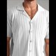 thumbnail image 5 of Camisa de Punto para Hombre, de Corta, , con Botones, para Vacaciones en la Playa, Informal, A Rayas, para Verano. XL, 5 of 7
