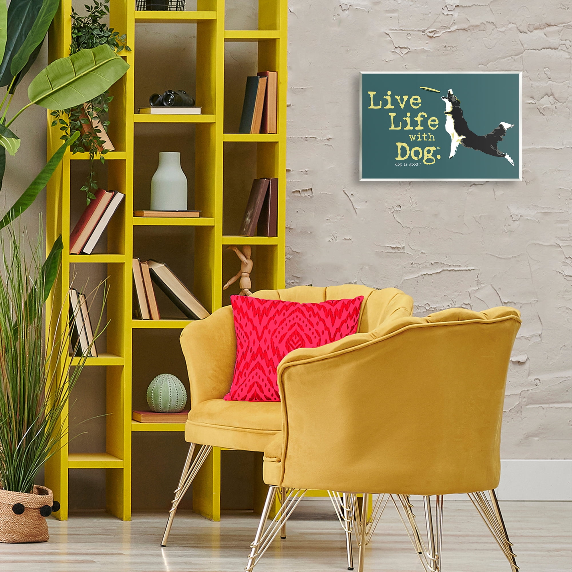 Stupell Industries Dog Playing Fetch Phrase Animals Painting Unframed Art Print Wall Art, 15 x 10