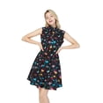 thumbnail image 1 of Hawaii Hangover Robe Chemise Femme G Flamingo Party en Noir, 1 of 5