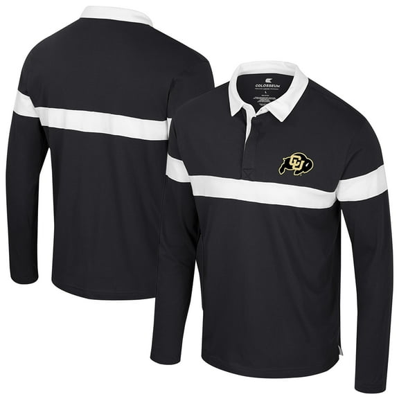 Men's Colosseum Black Colorado Buffaloes Too Cool For School Long Sleeve Polo