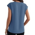 thumbnail image 4 of Women's V Neck Chiffon Blouses Cap Sleeve Shirts Casual Loose Work Office Solid Tops, 4 of 4
