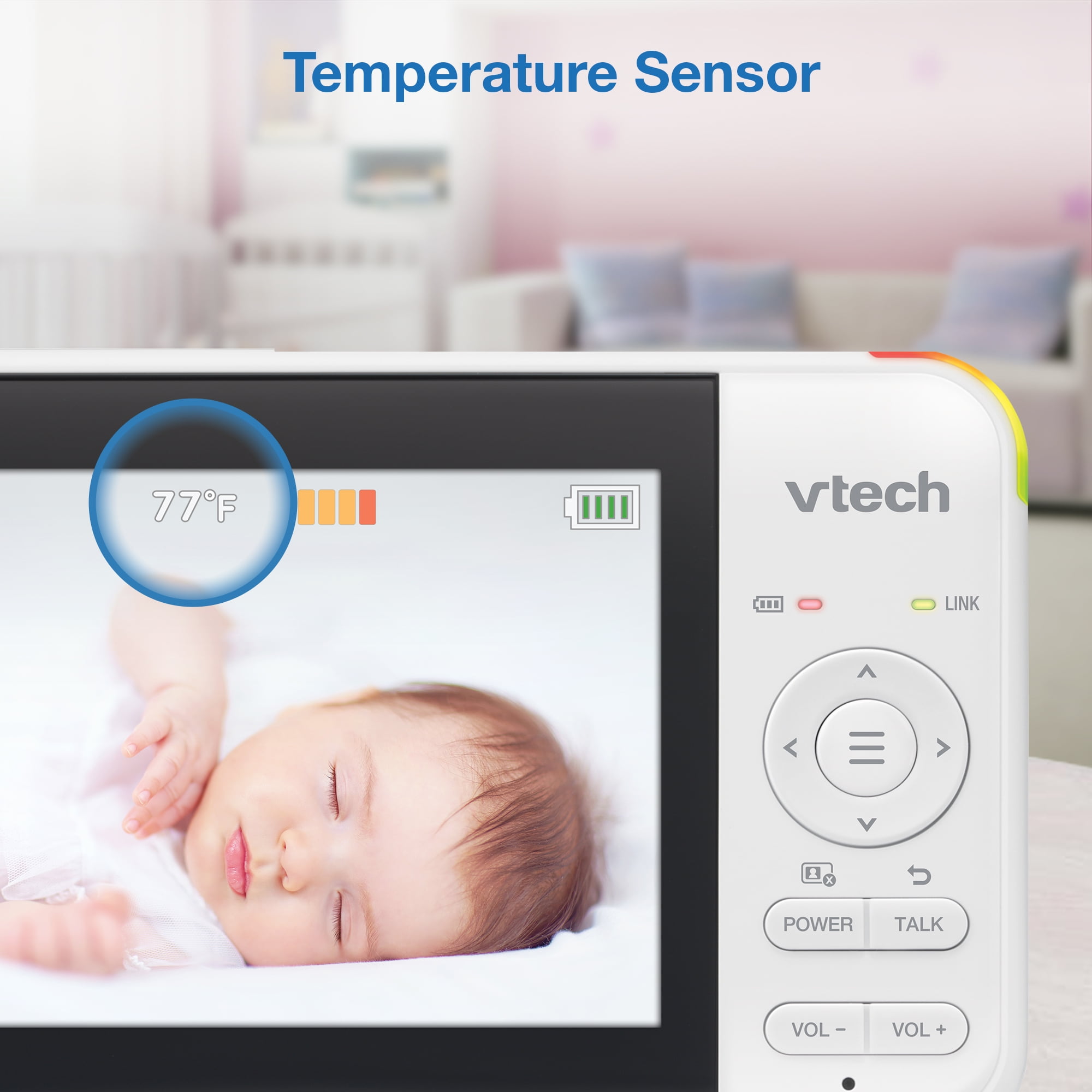 VTech 5 inch Digital Video Baby Monitor with Pan and Tilt and Night Light, VM5267 (White)
