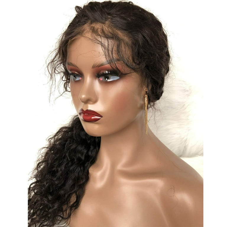 Realistic Female Mannequin Head with Shoulder Manikin PVC Head Bust Wig Head Stand with Makeup for Wigs Necklace Earrings Light Brown, Women's, Size