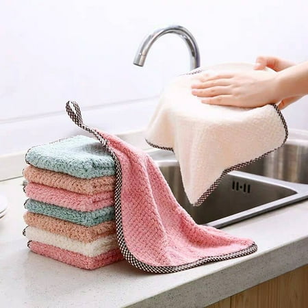 

Leaveforme Kitchen Super Absorbent Cleaning Cloth Car Dishwashing Hangable Rag Soft Towel