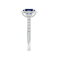 thumbnail image 3 of ANGARA Oval Lab Grown Blue Sapphire Halo Side Stone Engagement Ring for Women in 14K White Gold (Size-7x5mm) | September Birthstone, Anniversary, Jewelry Gift for Women | Lab-Grown Blue Sapphire Ring, 3 of 8