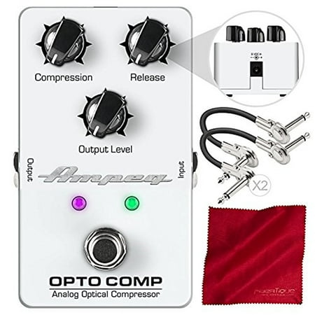 Comp Compressor - Ampeg OPTO COMP Analog Optical Compressor Pedal for Guitar and Electric Bass with Basic Accessory Bundle