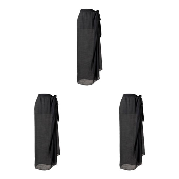 Soidarity de mujer Cubrir Faldas Ropa Verano Playa Casual Vacaciones Abrigo largo Cómodo Traje de baño Ropa de playa Negro Negro 3piezas Soidarity CBP218315